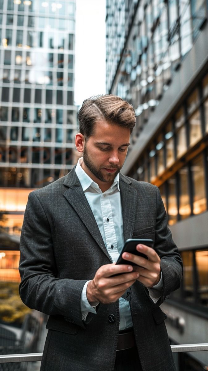 Asesor inmobiliario usando el celular